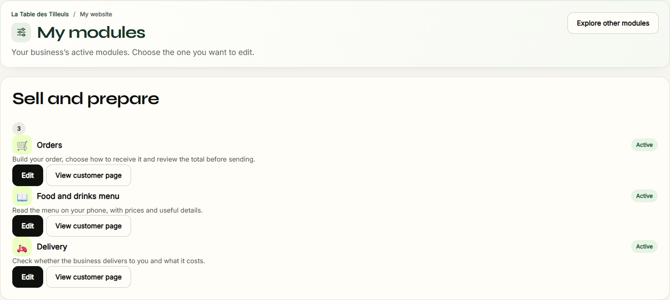 Fictional example — My modules