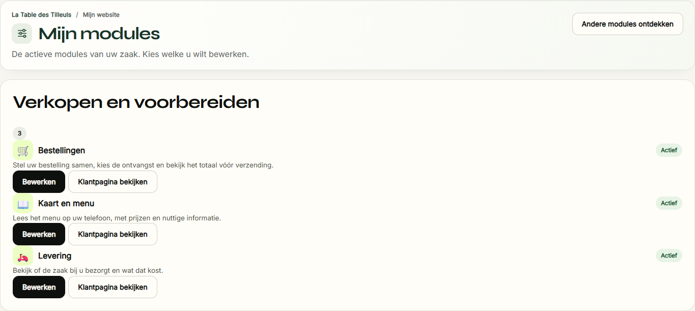 Fictief voorbeeld — Mijn modules