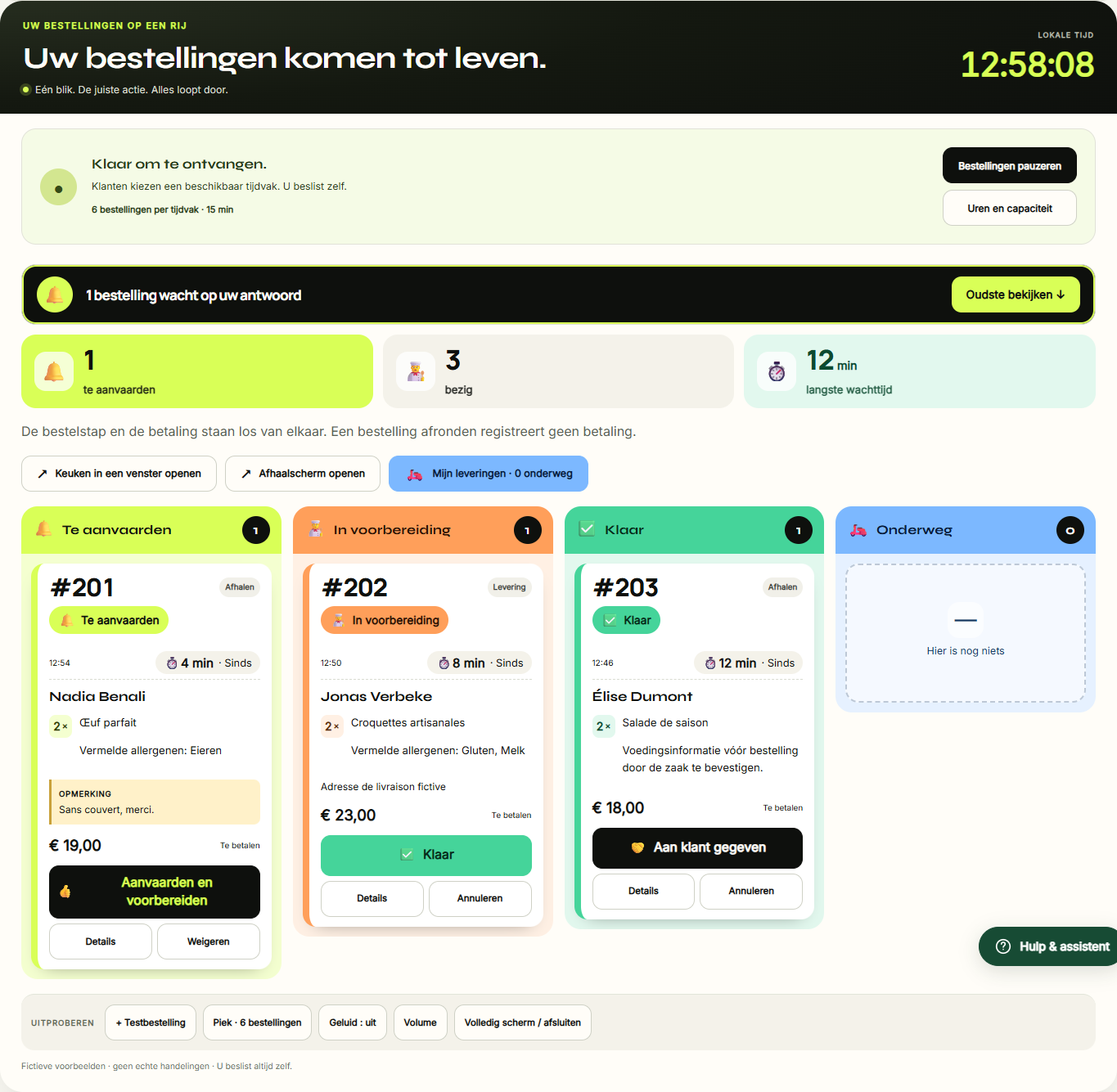 Fictief voorbeeld — Bestellingen