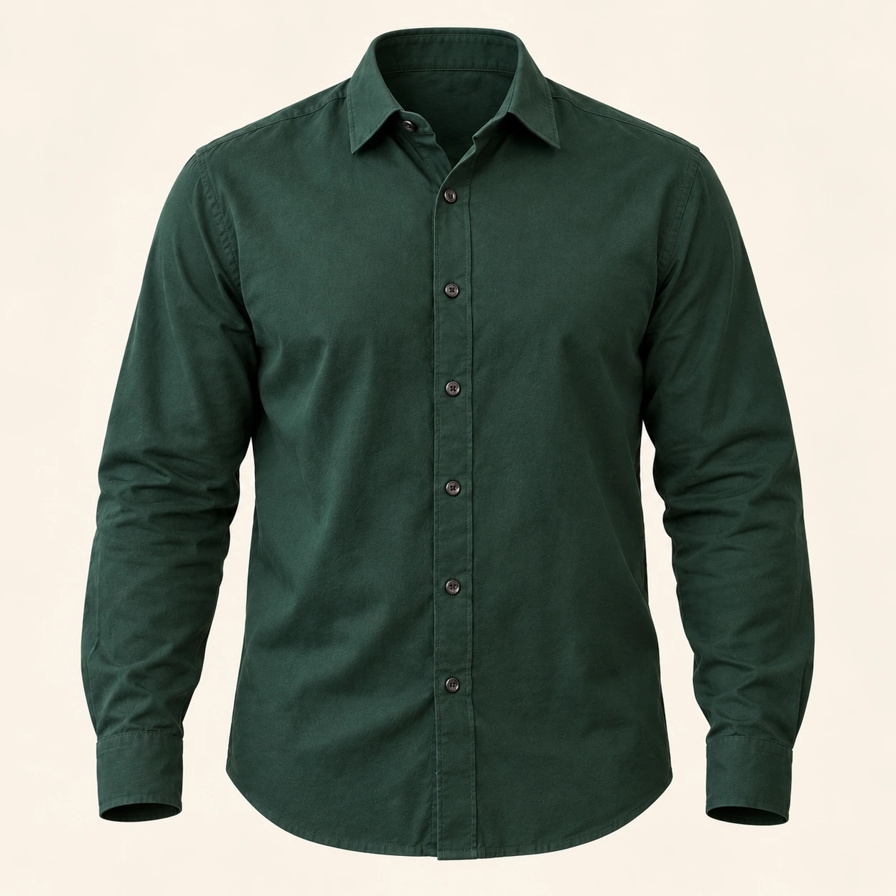 Même chemise verte présentée seule avec un effet de volume, sans personne ni mannequin visible.
