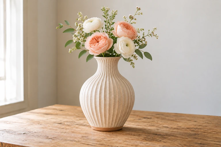 Résultat illustratif — Le même vase, mis en valeur.