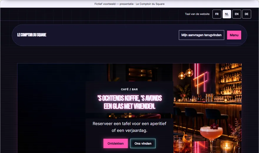 Neon bij nacht · café-bar