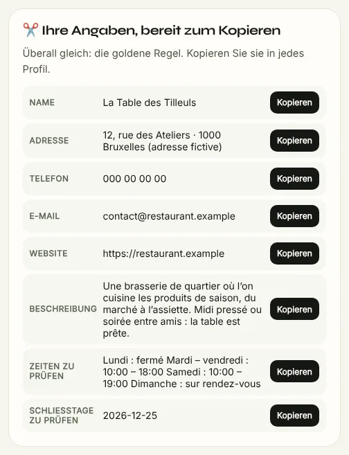 Fiktives Beispiel — Online gefunden werden.
